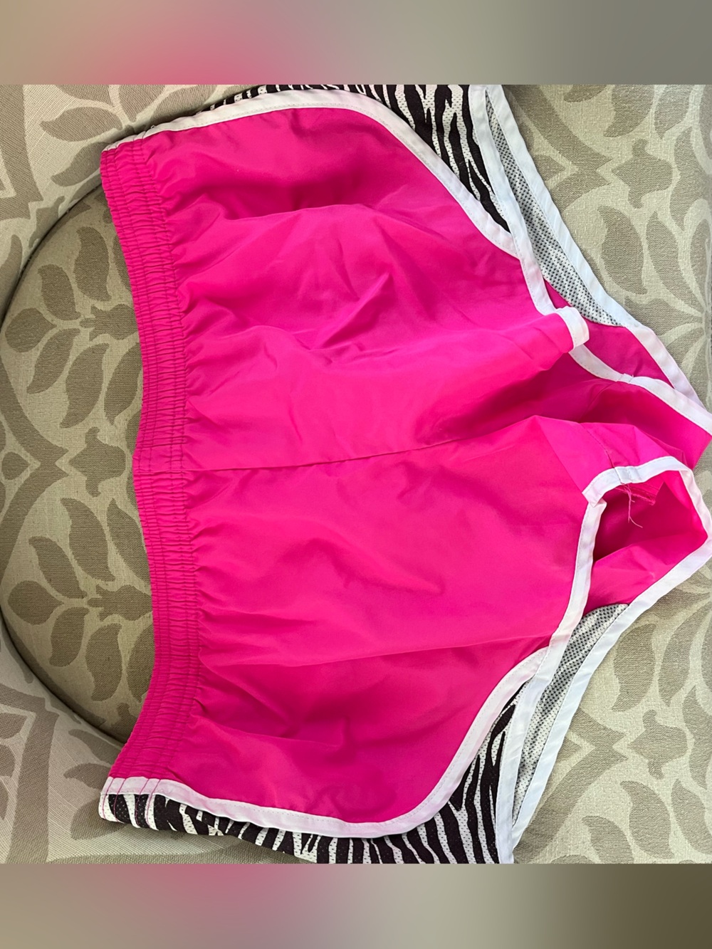 Bright Hot Pink Athletic Shorts with White Trim